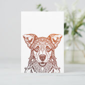 Hond Mandala Sierlijk, Hand getrokken Hond Mandala Bedankkaart (Staand voorkant)