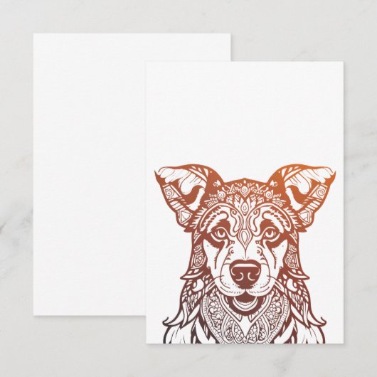 Hond Mandala Sierlijk, Hand getrokken Hond Mandala Bedankkaart (Voorkant / Achterkant)