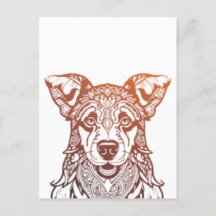 Hond Mandala Sierlijk, Hand getrokken Hond Mandala Briefkaart