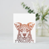 Hond Mandala Sierlijk, Hand getrokken Hond Mandala Briefkaart (Staand voorkant)