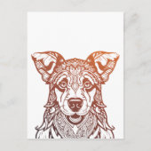 Hond Mandala Sierlijk, Hand getrokken Hond Mandala Briefkaart (Voorkant)
