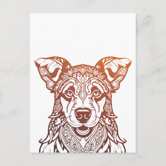 Hond Mandala Sierlijk, Hand getrokken Hond Mandala Briefkaart (Voorkant)