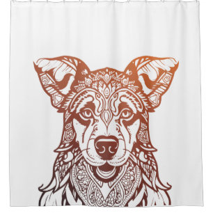 Hond Mandala Sierlijk, Hand getrokken Hond Mandala Douchegordijn