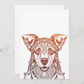 Hond Mandala Sierlijk, Hand getrokken Hond Mandala Feestdagenkaart (Voorkant / Achterkant)