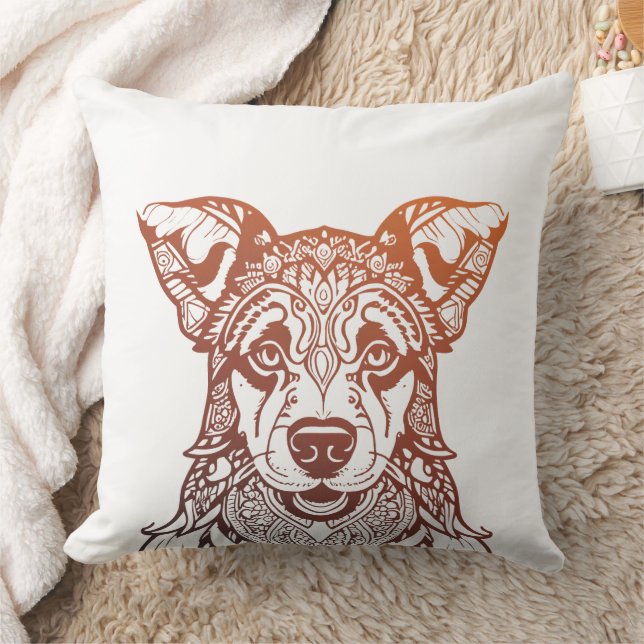 Hond Mandala Sierlijk, Hand getrokken Hond Mandala Kussen (Deken)