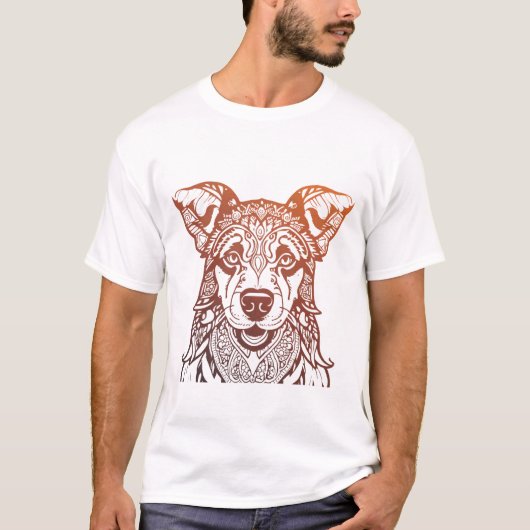 Hond Mandala Sierlijk, Hand getrokken Hond Mandala T-shirt (Voorkant)
