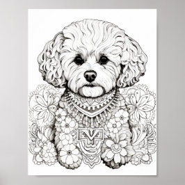 Hond Mandala volwassen kleuring Poster