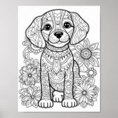 Hond Mandala volwassen kleuring Poster (Voorkant)