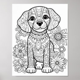 Hond Mandala volwassen kleuring Poster