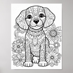 Hond Mandala volwassen kleuring Poster