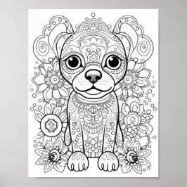 Hond Mandala volwassen kleuring Poster