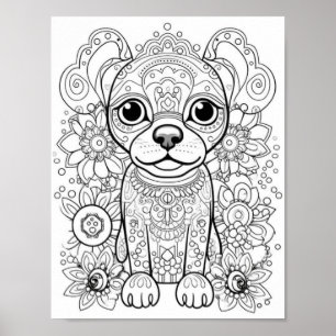 Hond Mandala volwassen kleuring Poster
