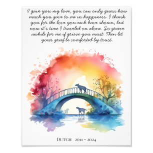 Hond Memorial Gift Pet Loss Sympathie Gedicht Foto Afdruk