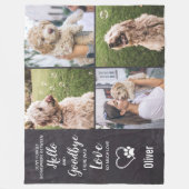 Hond Memorial Keepsake Sympathie Pet Foto Collage Fleece Deken (Voorkant)