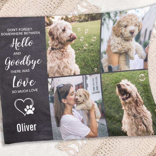 Hond Memorial Keepsake Sympathie Pet Foto Collage Fleece Deken