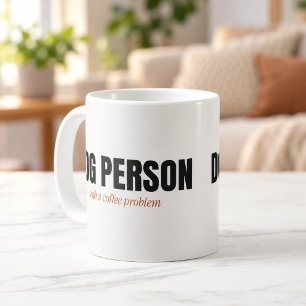 Hond Mens Met Een Koffie Probleem Mok