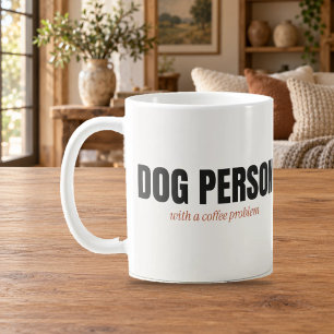 Hond Mens Met Een Koffie Probleem Mok