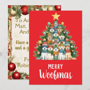 Hond Merry Woofmas kerstboom Feestdagenkaart