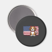 Hond met Amerikaanse vlag Patriottische Vector Magneet (Voorkant / Achterkant)