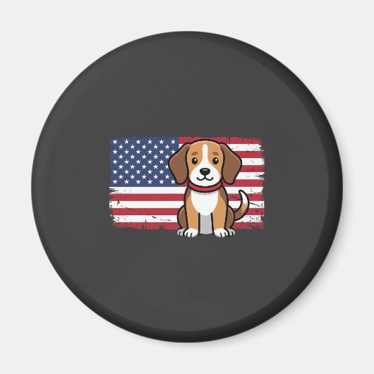 Hond met Amerikaanse vlag Patriottische Vector Magneet (Voorkant)