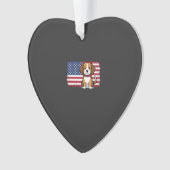 Hond met Amerikaanse vlag Patriottische Vector Ornament (voorkant)