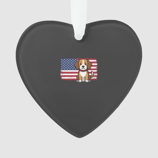Hond met Amerikaanse vlag Patriottische Vector Ornament (voorkant)
