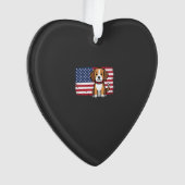Hond met Amerikaanse vlag Patriottische Vector Ornament (voorkant)