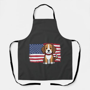 Hond met Amerikaanse vlag Patriottische Vector Schort