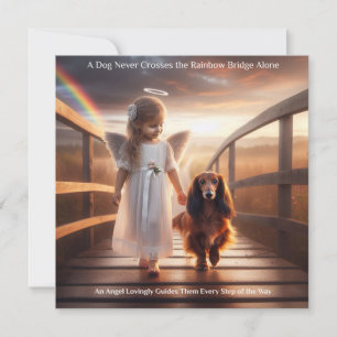 Hond met Angel Cross Rainbow Bridge Sympathy Card Kaart
