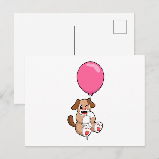 Hond met ballon briefkaart (Voorkant / Achterkant)