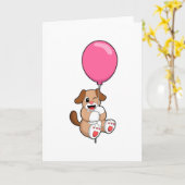 Hond met ballon kaart (Gele Bloem)