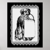  hond met basket potlood kunst poster (Voorkant)