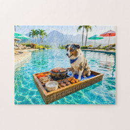 Hond met BBQ-grill drijver Legpuzzel