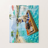 Hond met BBQ-grill drijver Legpuzzel (Verticaal)