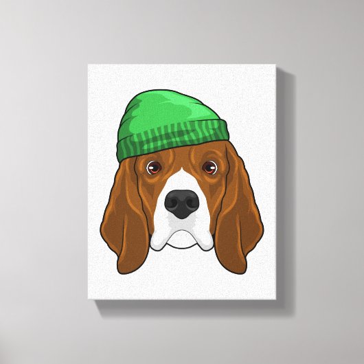 Hond met Beanie Canvas Afdruk (Voorkant)