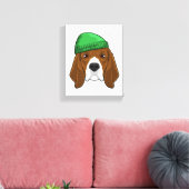 Hond met Beanie Canvas Afdruk (Insitu (Woonkamer))