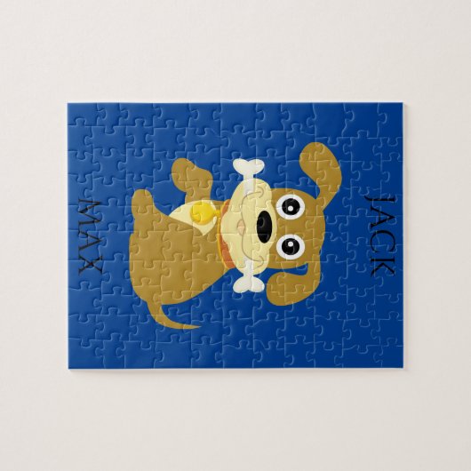 HOND MET BEENE GEPUBLICEERD. NAAM VAN HET KIND EN  LEGPUZZEL (Horizontaal)