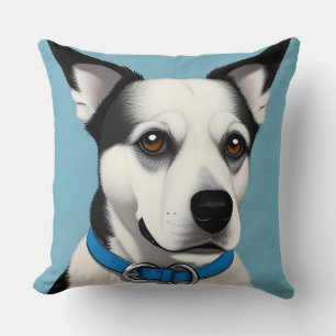 Hond met blauwe halsband huisdecoratie voor honden kussen