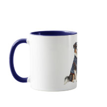 Hond met blauwe jas