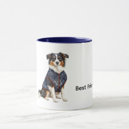 Hond met blauwe jas mok