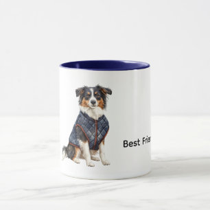 Hond met blauwe jas mok