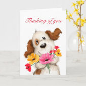 Hond met bloemen, denk aan jou kaart (Gele Bloem)