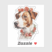 Hond met bloemen op zijn hoofd valentijnssticker sticker (Vel)
