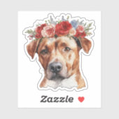Hond met bloemen op zijn hoofd valentijnssticker sticker (Vel)