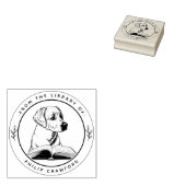 Hond met boek uit de bibliotheek van rubberstempel (Gestempeld)