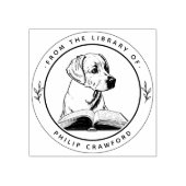 Hond met boek uit de bibliotheek van rubberstempel (Afrduk)