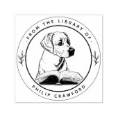 Hond met boek uit de bibliotheek van  zelfinktende stempel (Design)