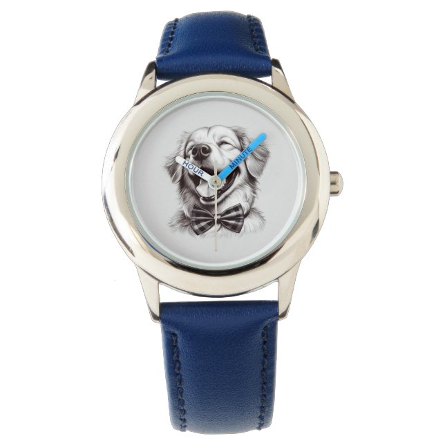 hond met boog stropdas lachen horloge (Voorkant)