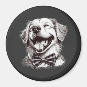 hond met boog stropdas lachen magneet