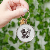 hond met boog stropdas lachen sleutelhanger (Hand)